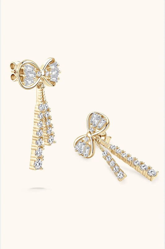 1.12 Carat Moissanite 925 Sterling Silver Bow Earrings - SmileBen