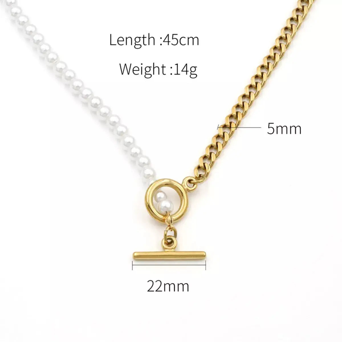 18K Gold-Plated Pearl Toggle Necklace - SmileBen