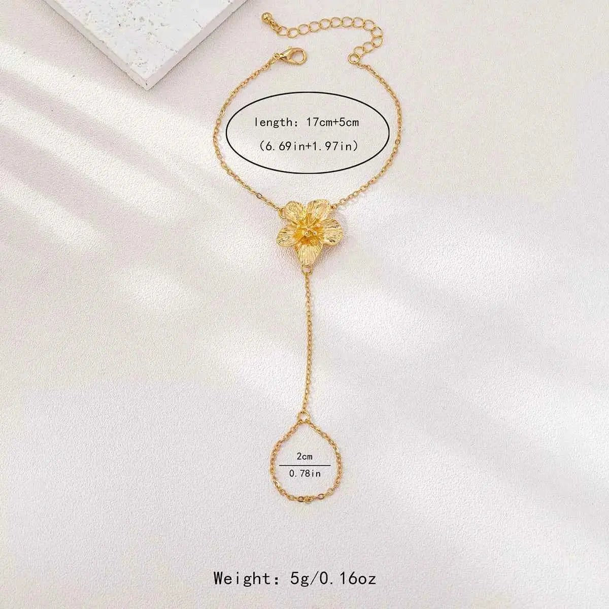18K Gold - Plated Chain Flower Bracelet - SmileBen
