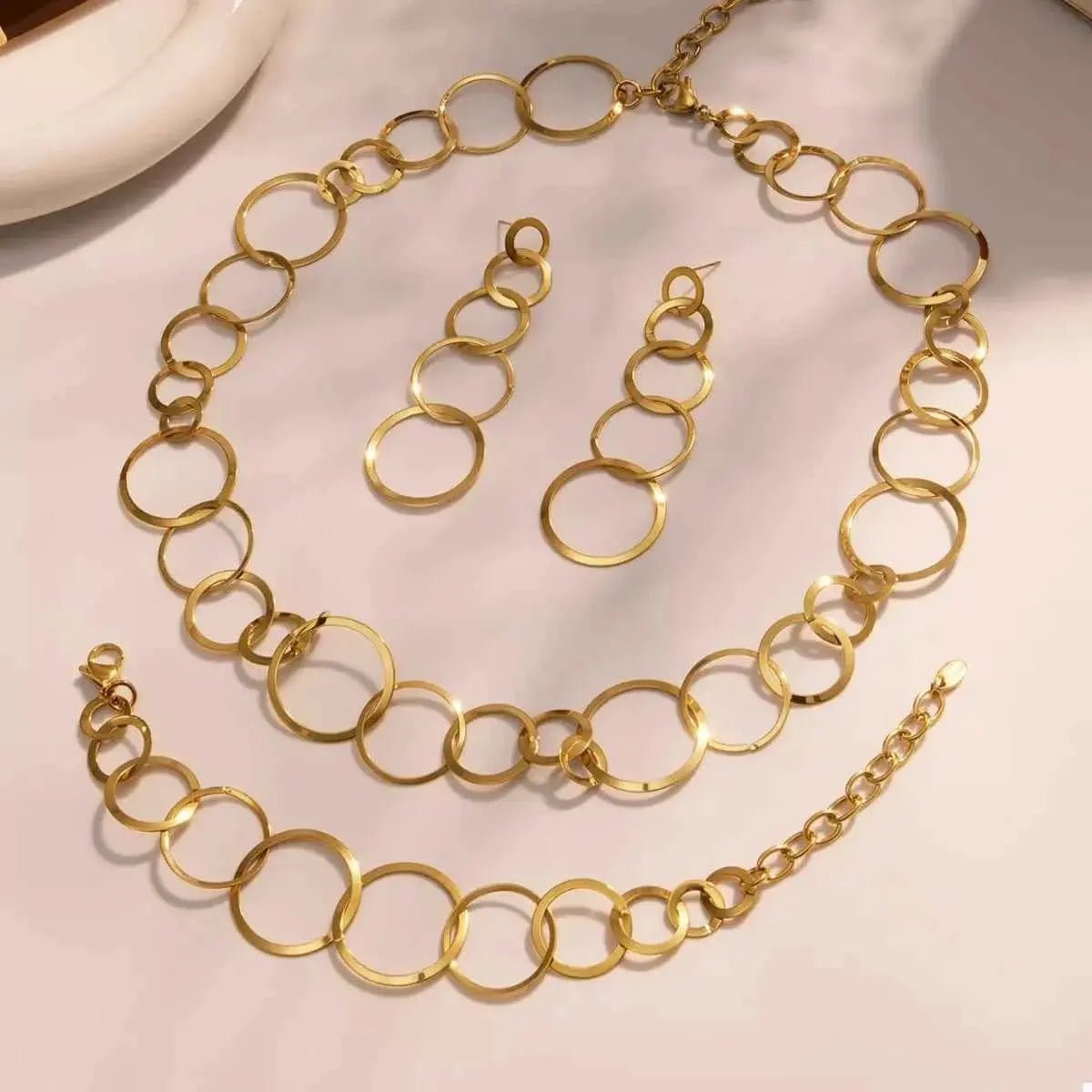 18K Gold - Plated Chain Link Statement Necklace - SmileBen