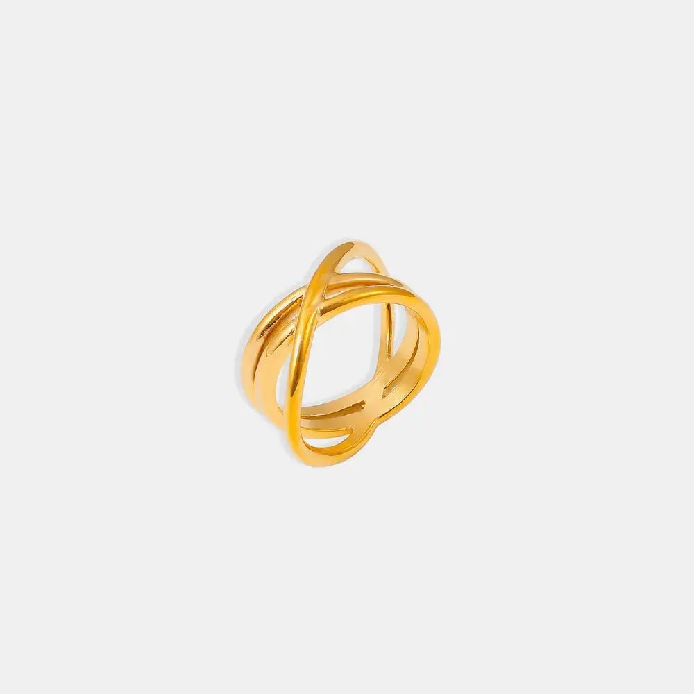 18K Gold - Plated Crisscross Ring - SmileBen