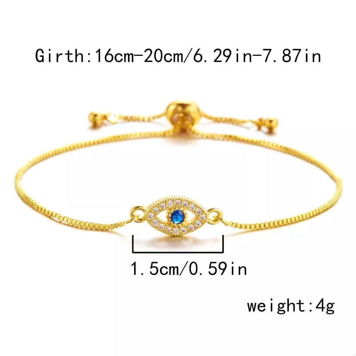 18K Gold - Plated Evil Eye Adjustable Bracelet - SmileBen