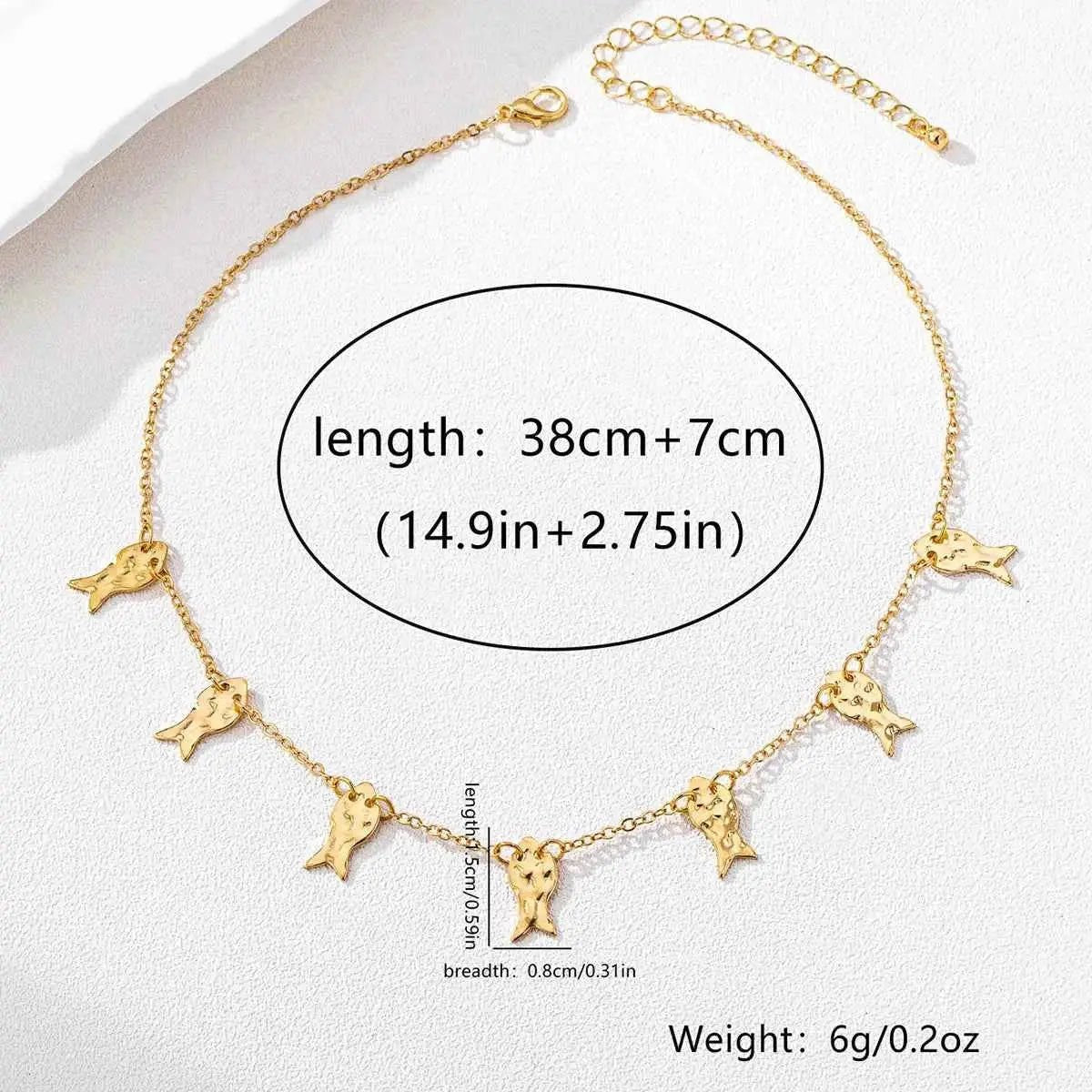 18K Gold - Plated Fish Charm Necklace - SmileBen