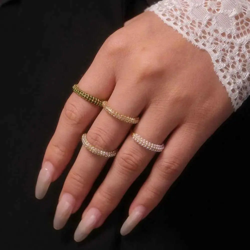 18K Gold - Plated Inlaid Zircon Ring - SmileBen