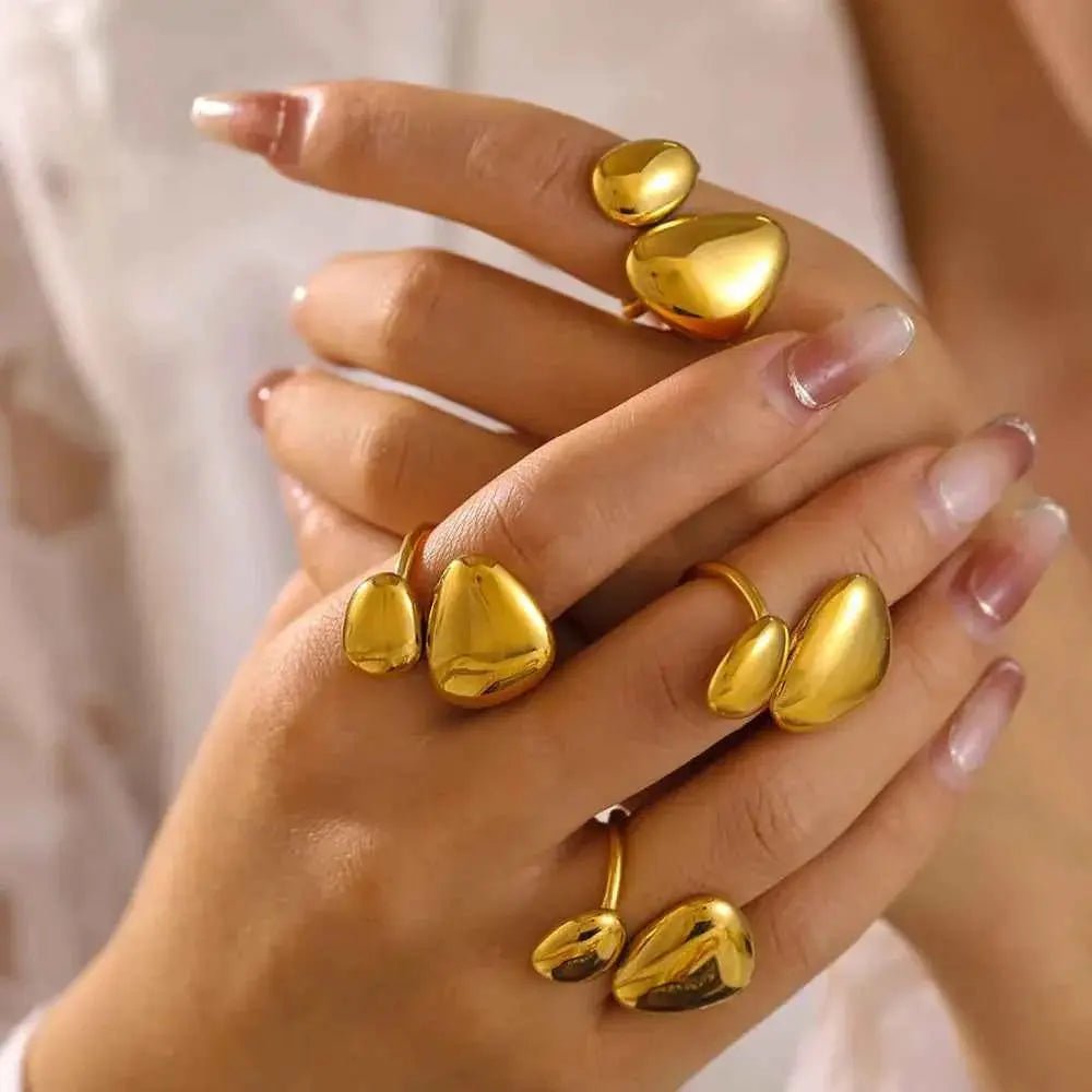 18K Gold - Plated Irregular Bypass Ring - SmileBen