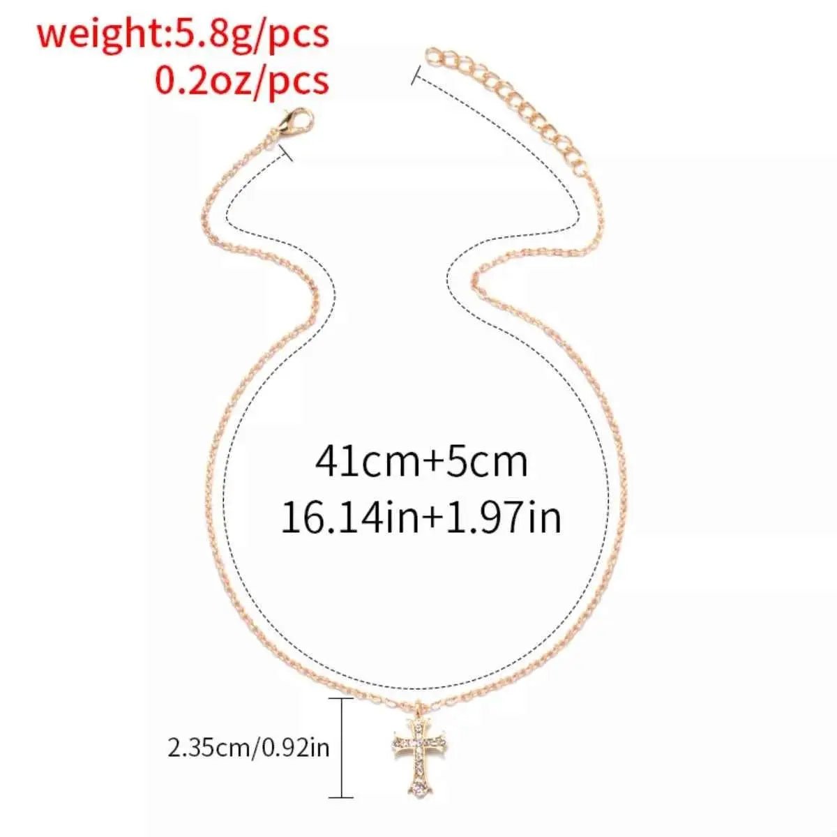 18K Gold - Plated Rhinestone Cross Necklace - SmileBen