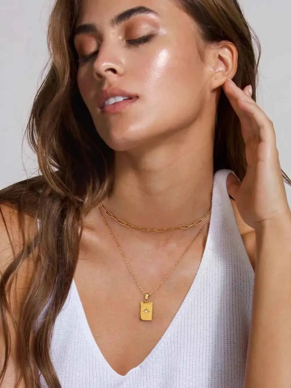 18K Gold - Plated Stainless Steel Double - Layered Necklace - SmileBen