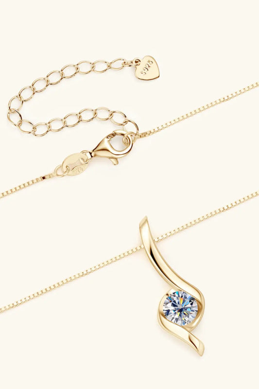 1 Carat Moissanite 925 Sterling Silver Necklace - SmileBen