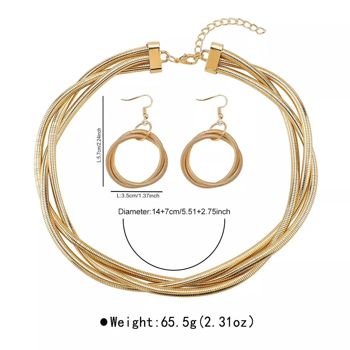 Multi-Layered Earrings and Necklace Jewelry Set - SmileBen