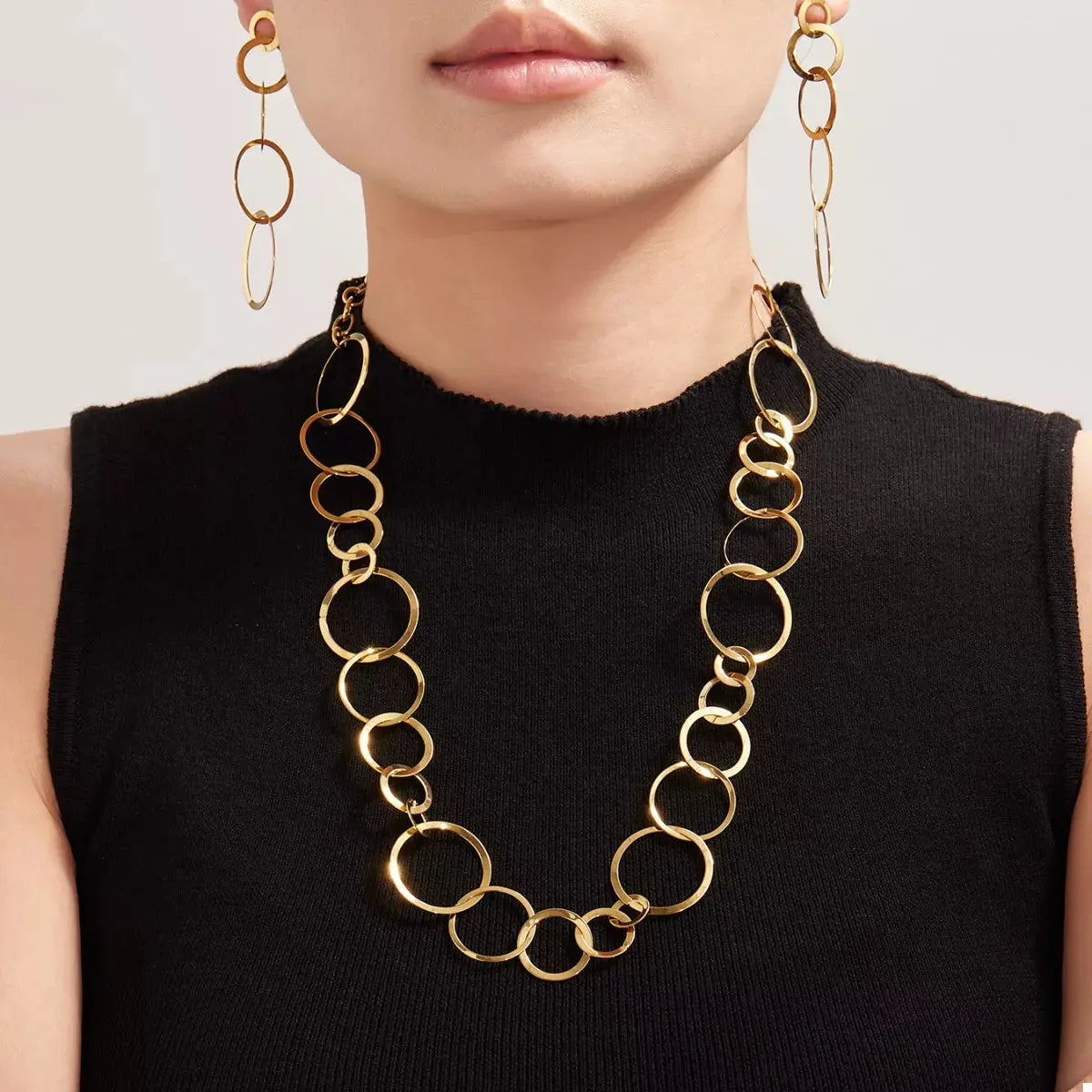 18K Gold-Plated Titanium Steel Round Earrings - SmileBen
