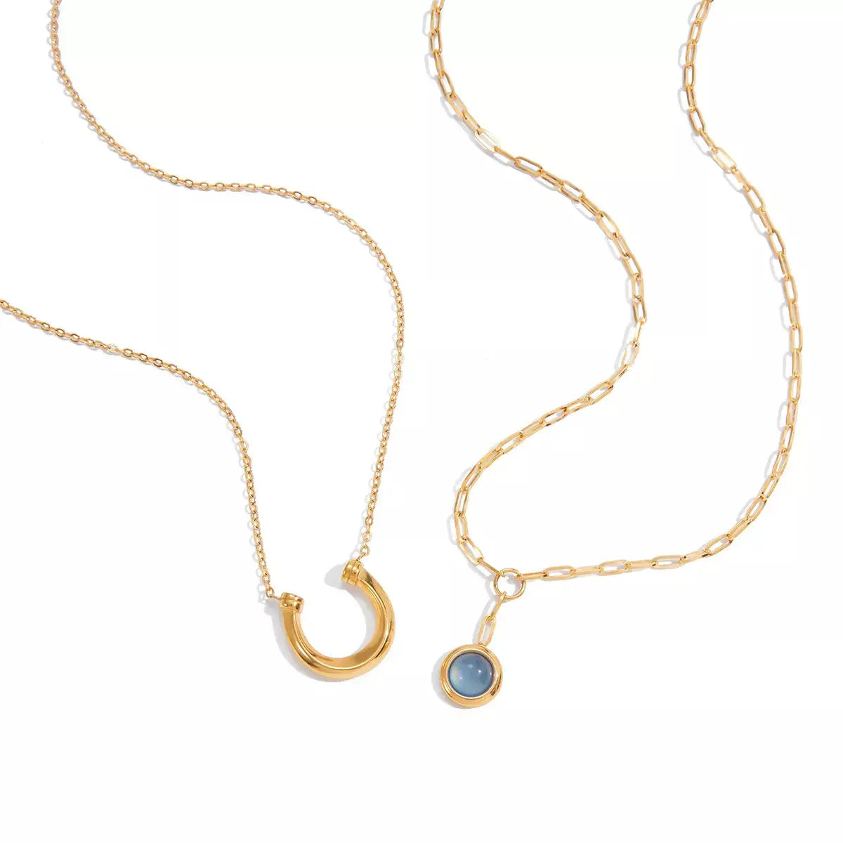 2 Piece 18K Gold-Plated Pendant Necklace - SmileBen