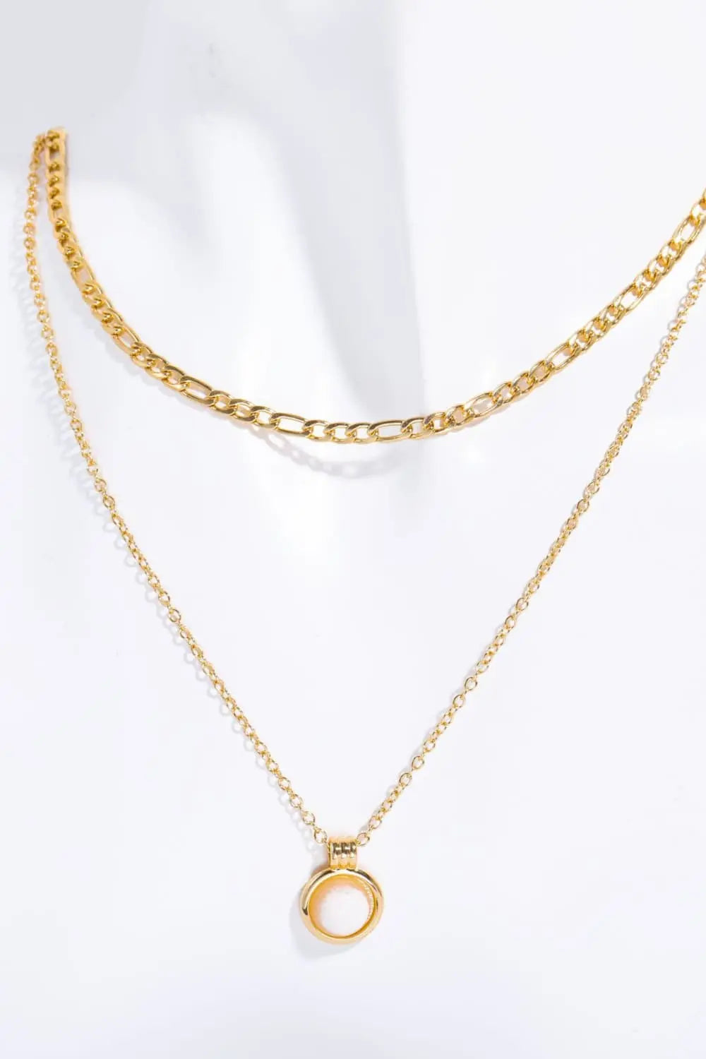 Copper 14K Gold-Plated Round Shape Aventurine Pendant Necklace - SmileBen