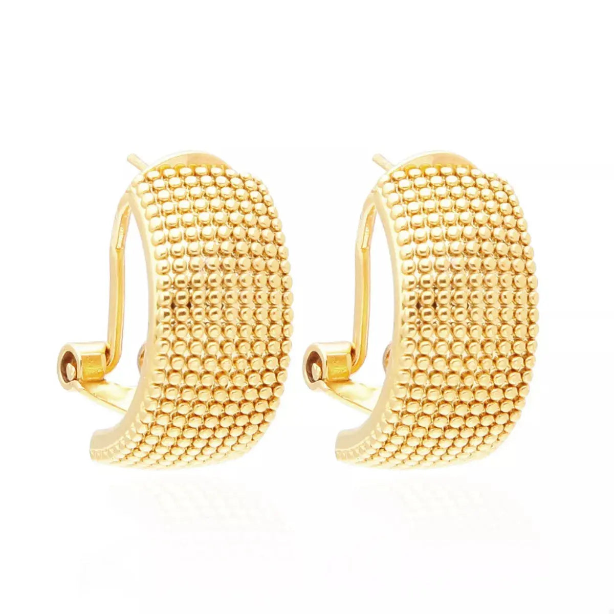 18K Gold-Plated Textured Wide Band Hoop Earrings - SmileBen