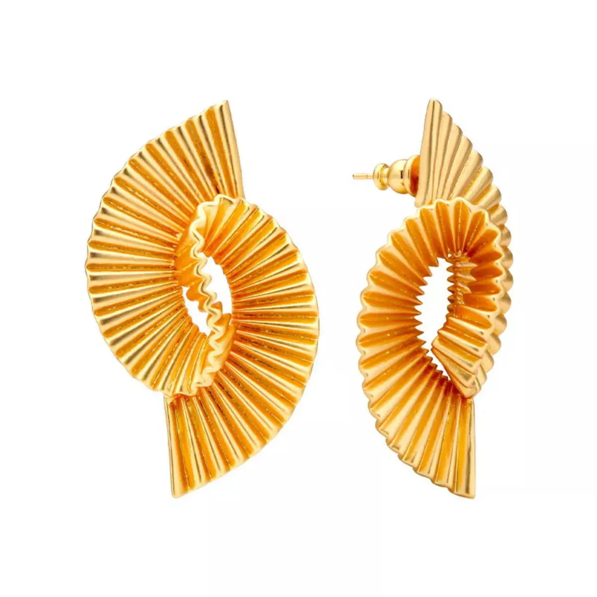 18K Gold-Plated Copper Geometric Spiral Earrings - SmileBen