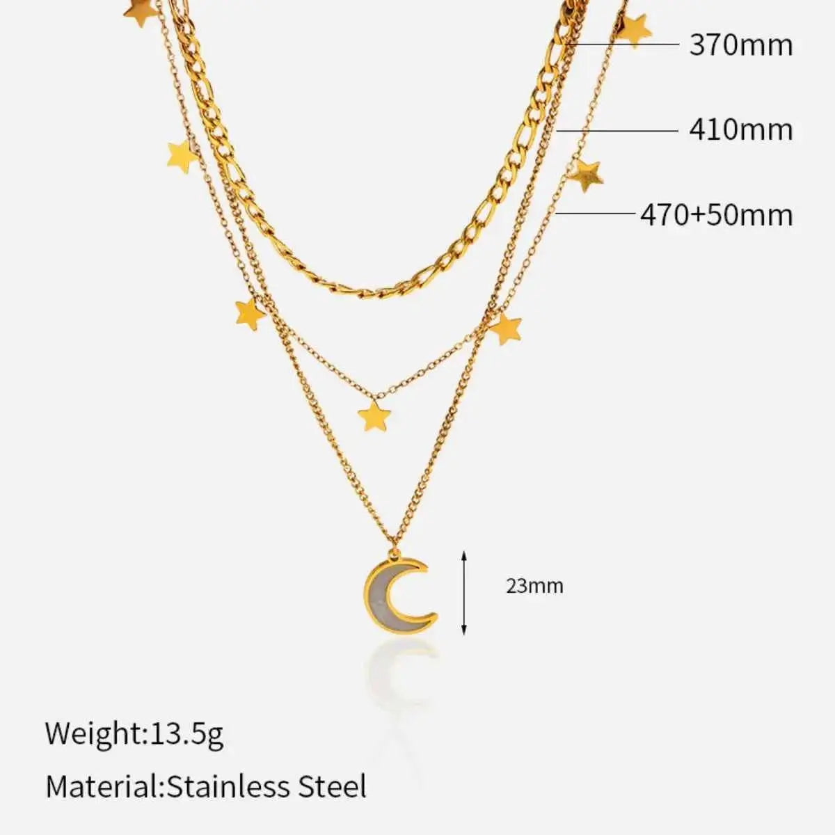 18K Gold-Plated Moon Three-Layered Necklace