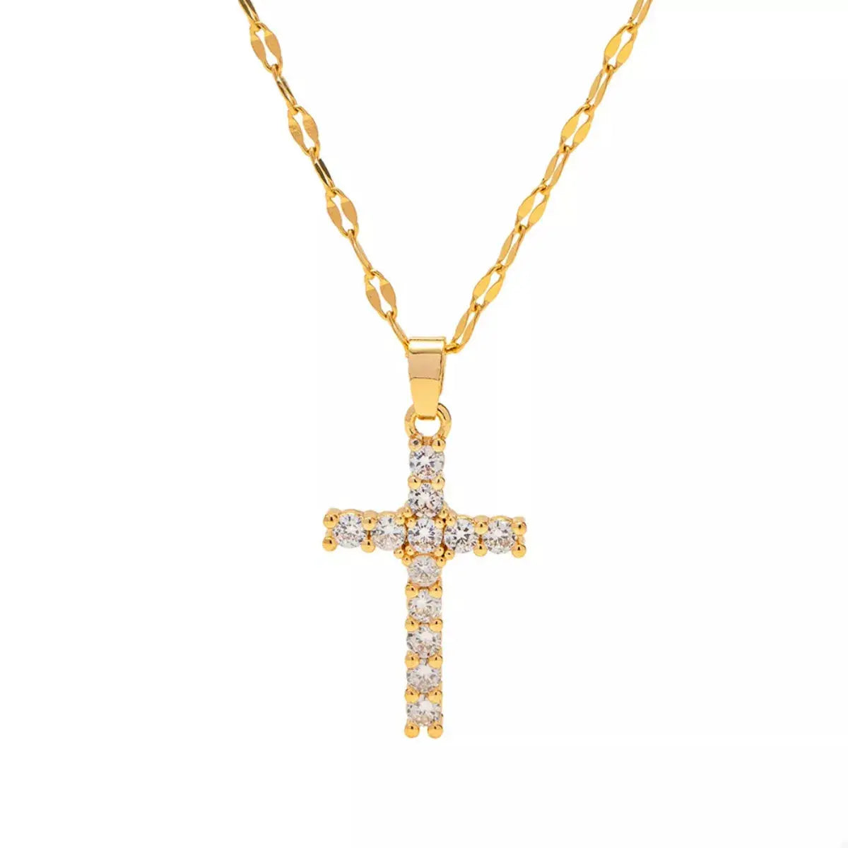18K Gold-Plated Cross Pendant Necklace - SmileBen