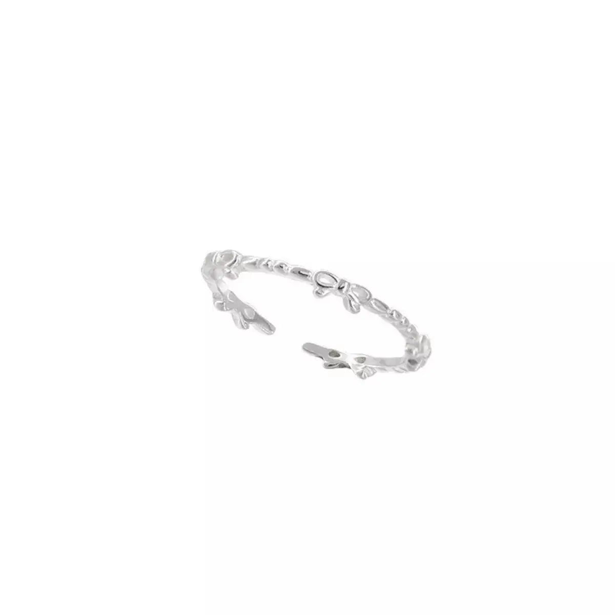 925 Sterling Silver Bow Open Ring - SmileBen