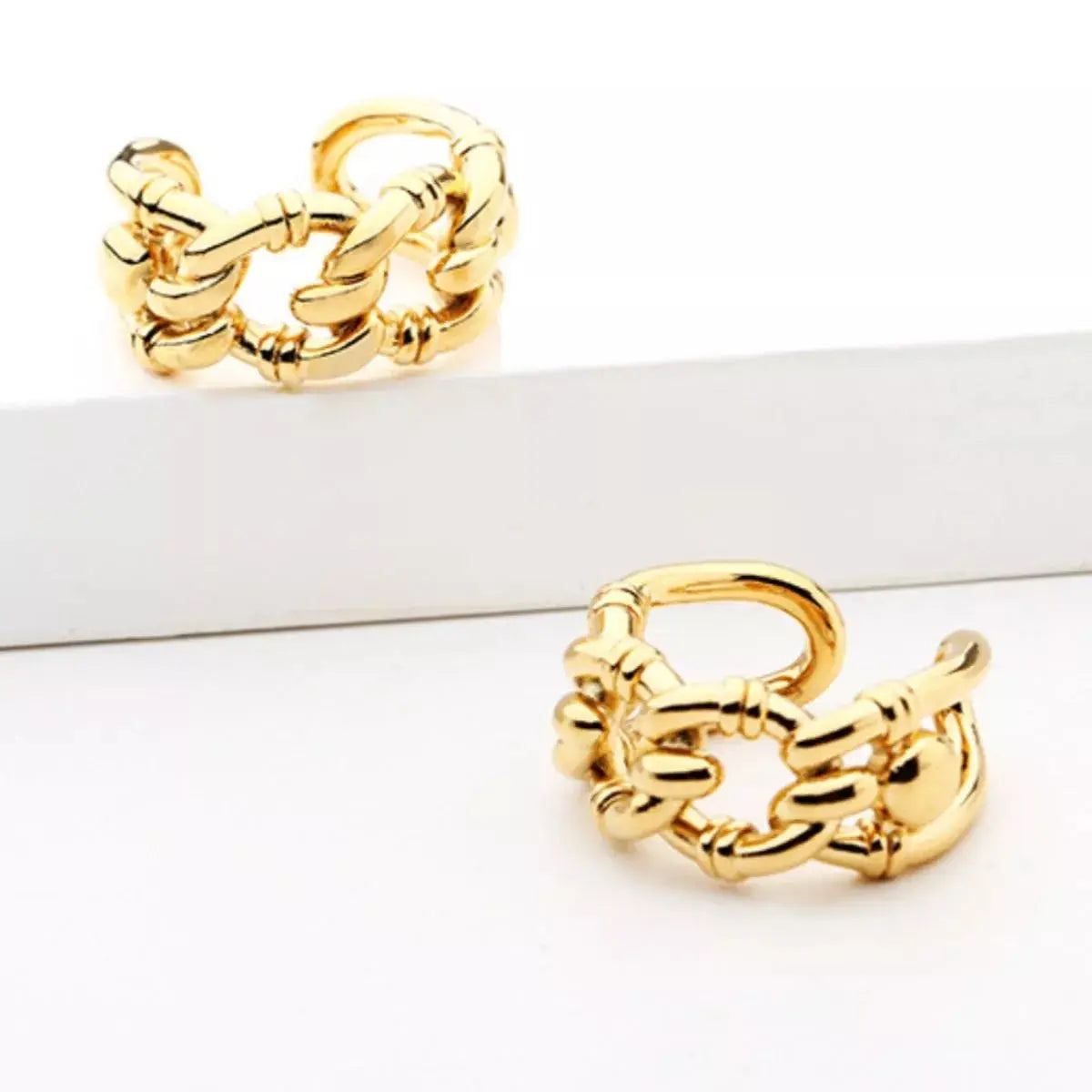 18K Gold-Plated Chain Link Open Ring - SmileBen