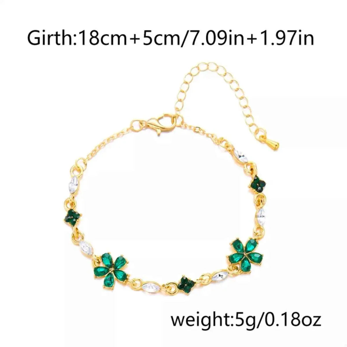 18K Gold-Plated Rhinestone Flower Bracelet