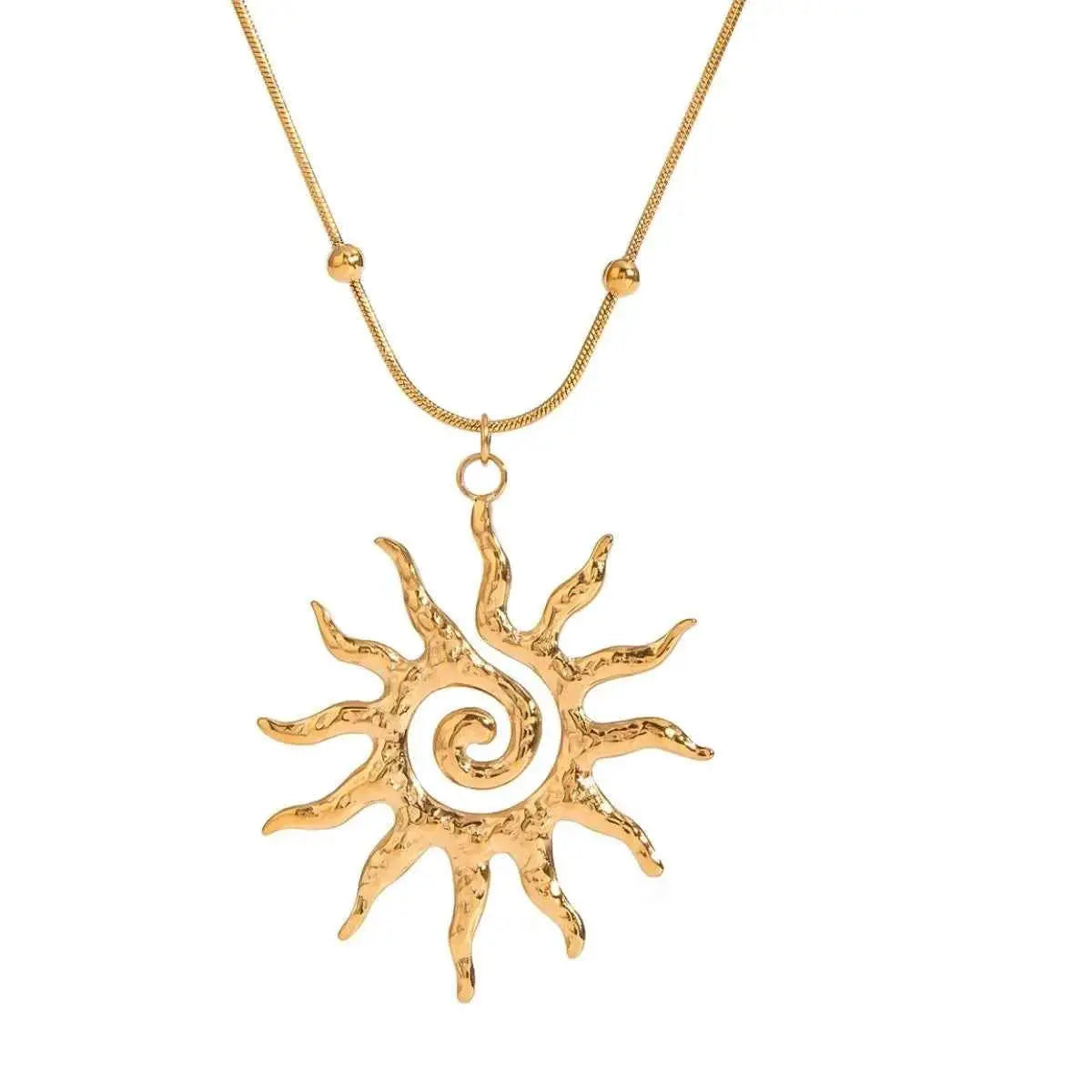 18K Gold-Plated Sun Pendant Necklace - SmileBen