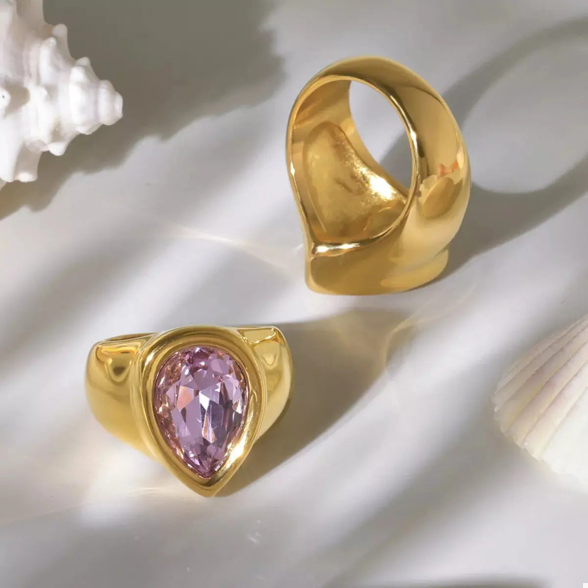 18K Gold-Plated Teardrop Zircon Ring - SmileBen