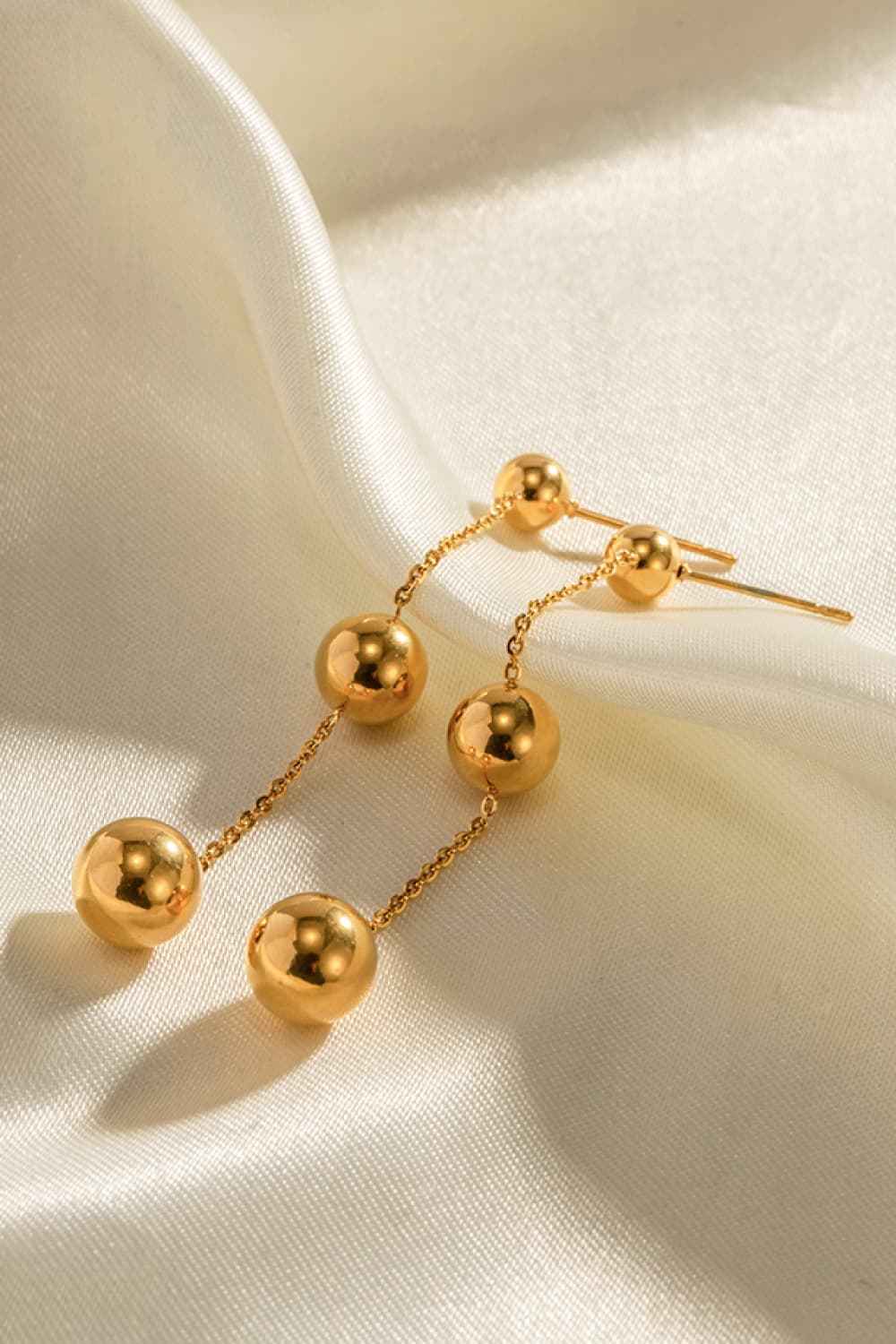 Ball Bead and Chain Stainless Steel Earrings - SmileBen