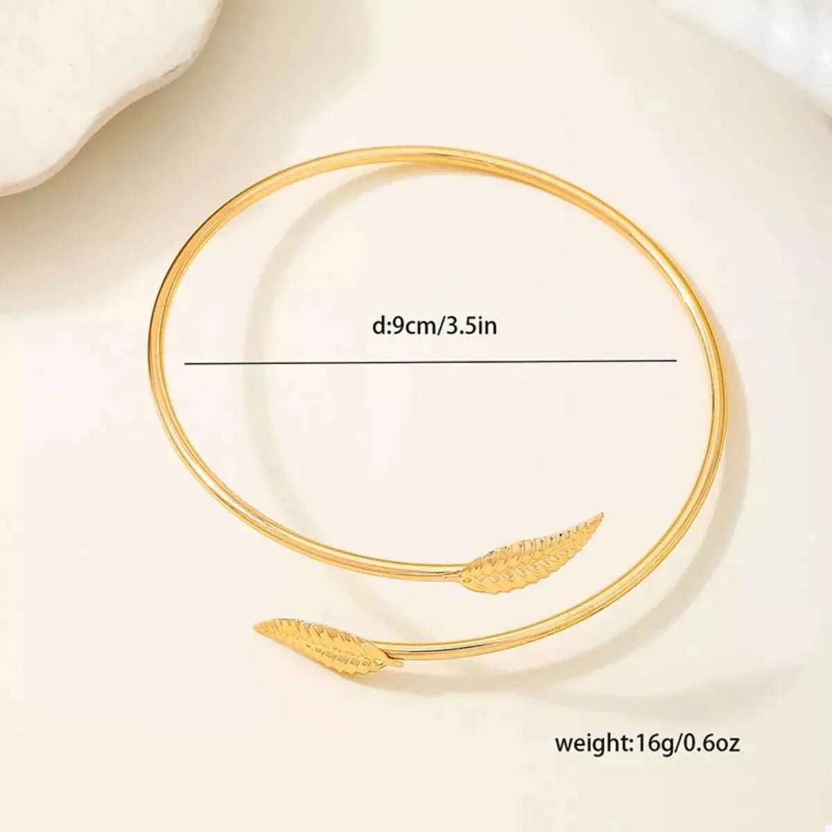 18K Gold-Plated Leaf Open Cuff Bracelet