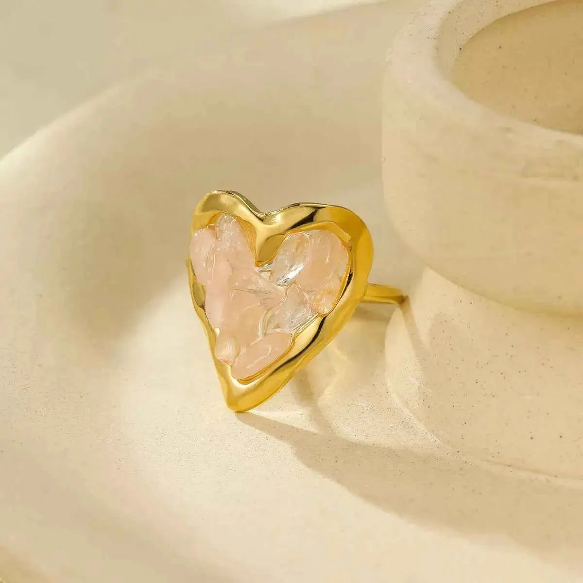 18K Gold-Plated Heart-Shaped Ring