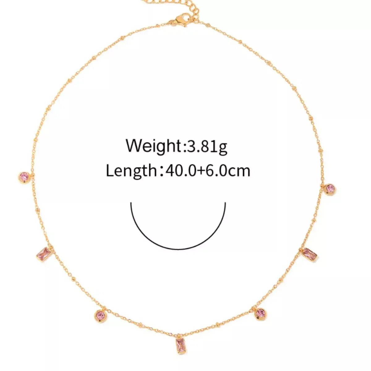 18K Gold-Plated Rhinestone Geometric Adjustable Necklace - SmileBen