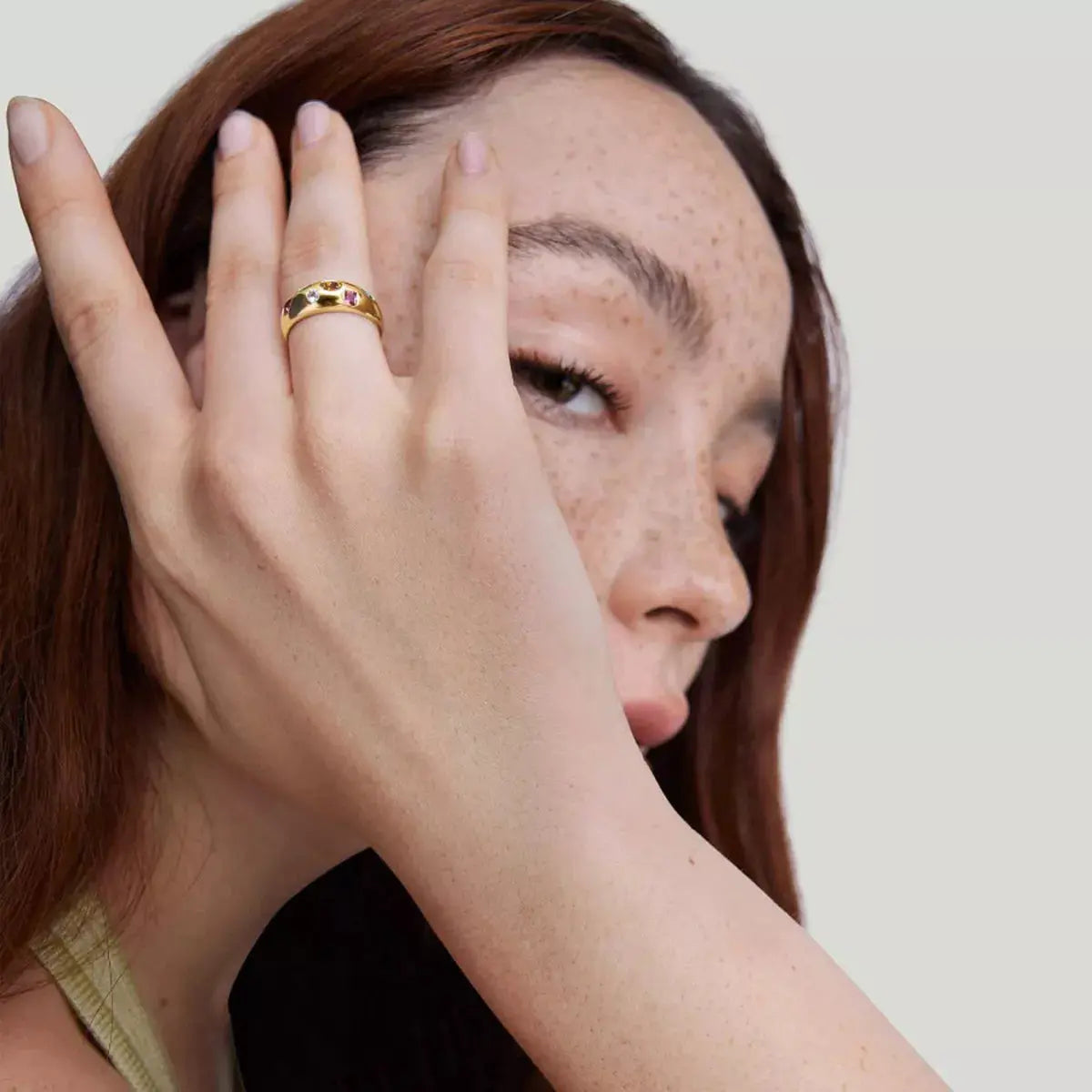 18K Gold-Plated Colorful Zircon Ring - SmileBen