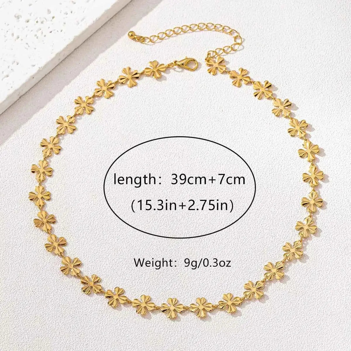 18K Gold-Plated Alloy Flower Chain Necklace - SmileBen
