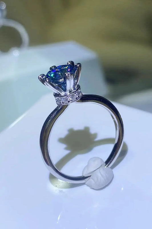 1 Carat Moissanite 6-Prong Solitaire Ring - SmileBen