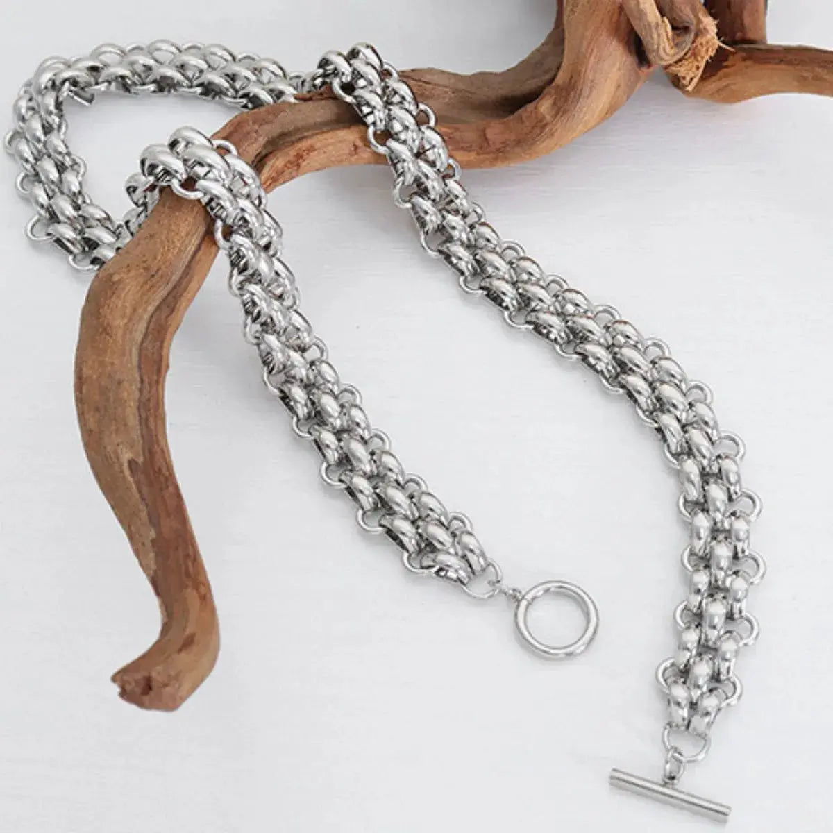 Gold Chain Link Jewelry Set with Necklace and Bracelet - SmileBen