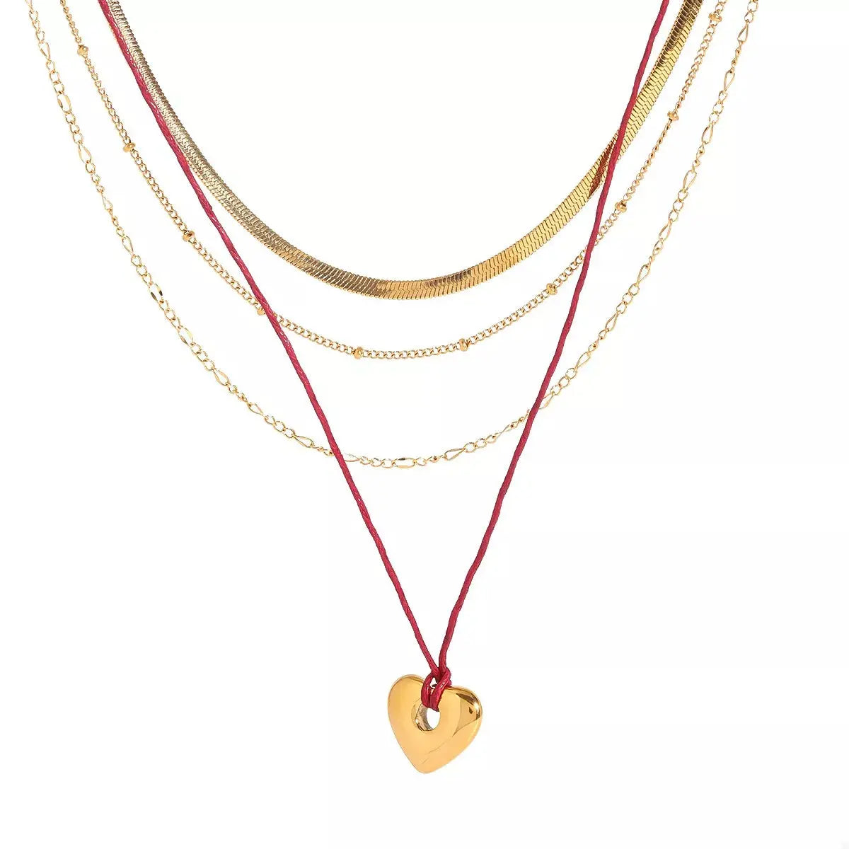 Stainless Steel Four-Layered Heart Necklace - SmileBen