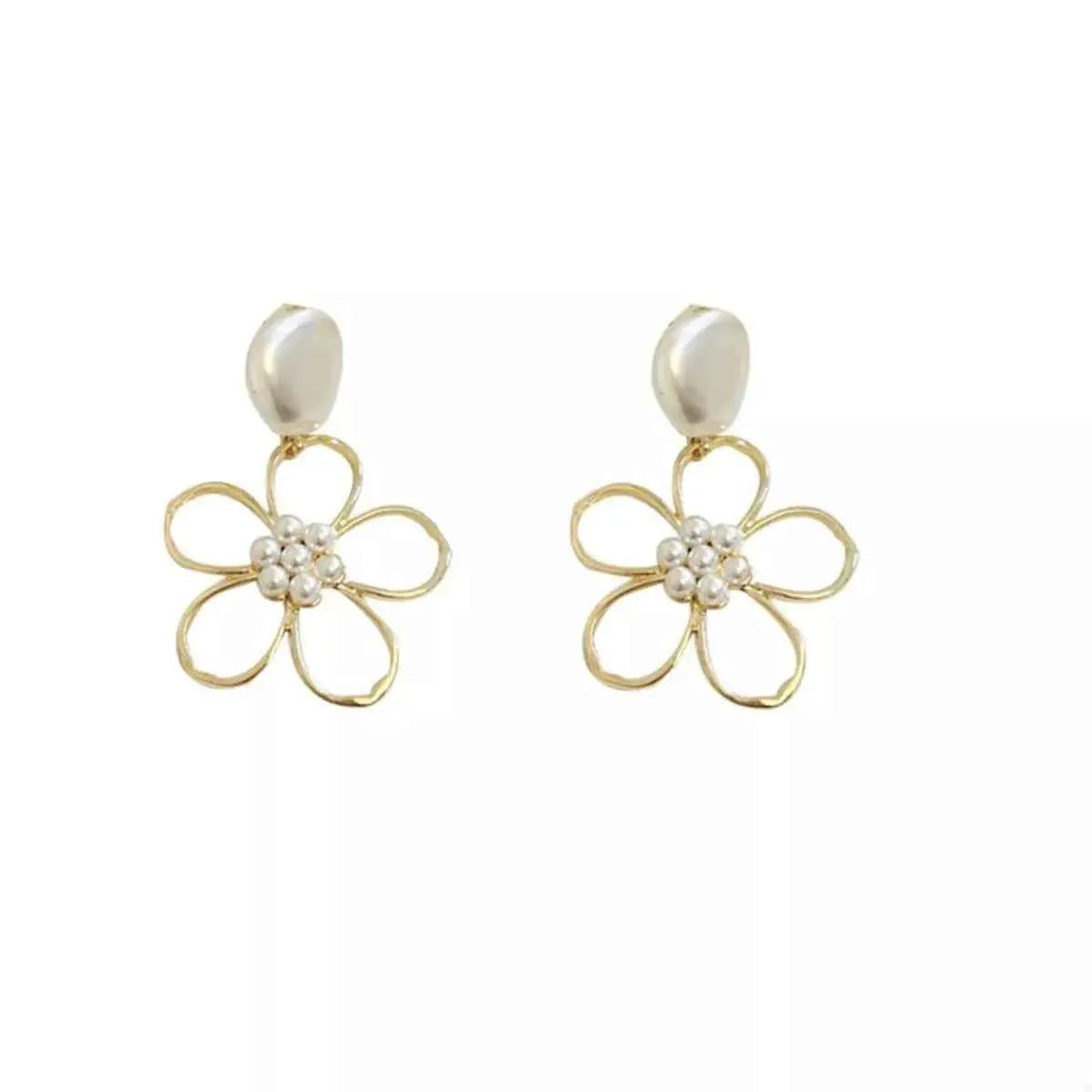 Pearl & Floral Drop Earrings - SmileBen