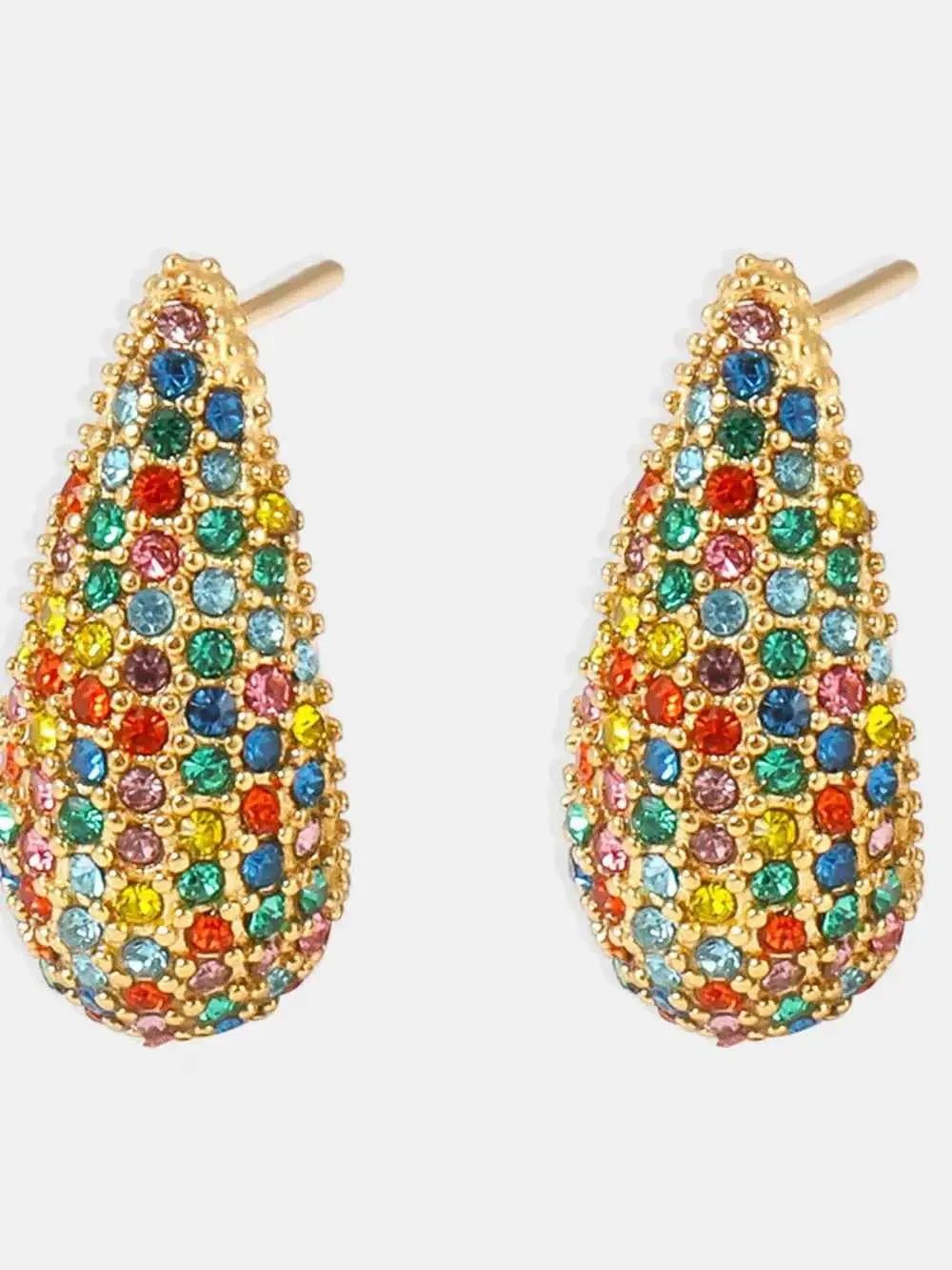 Stainless Steel Inlaid Zircon Teardrop Earrings - SmileBen