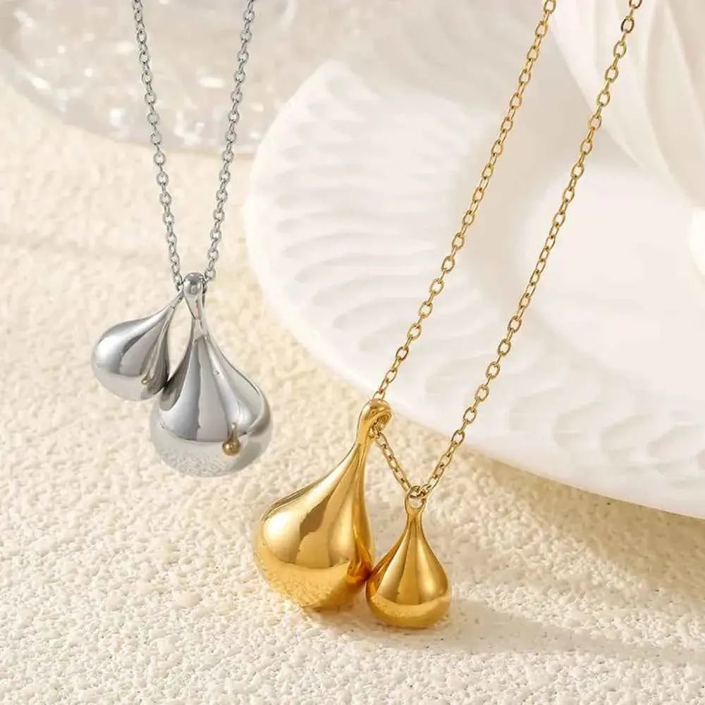 Stainless Steel Water Drop Shape Pendant Necklace - SmileBen