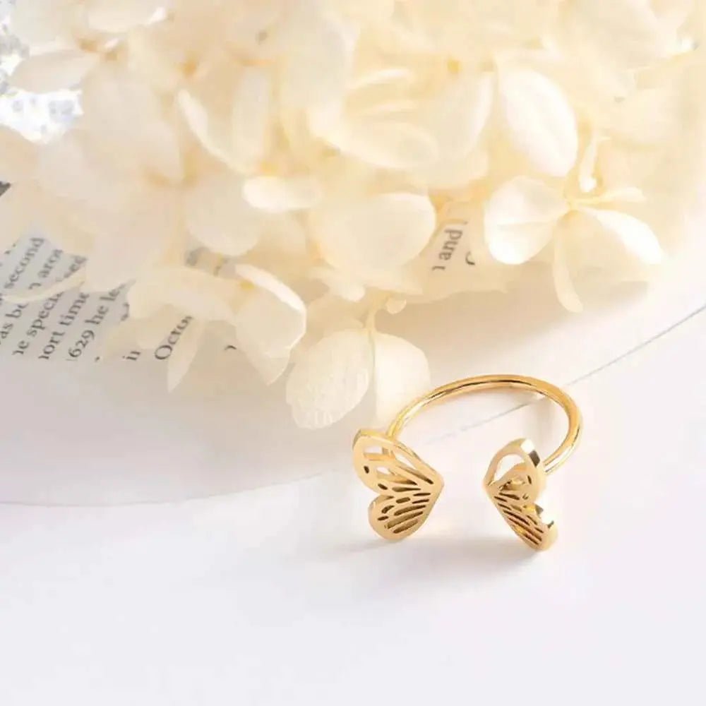 Titanium Steel Butterfly Open Ring - SmileBen