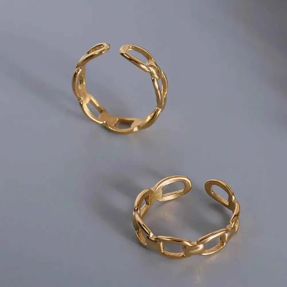 Titanium Steel Gold - Plated Adjustable Ring - SmileBen