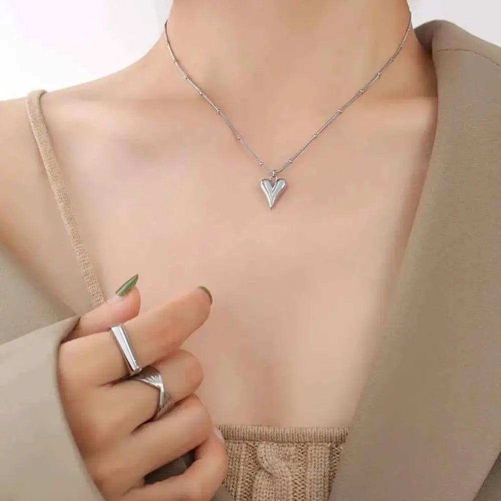Titanium Steel Heart Pendant Necklace - SmileBen