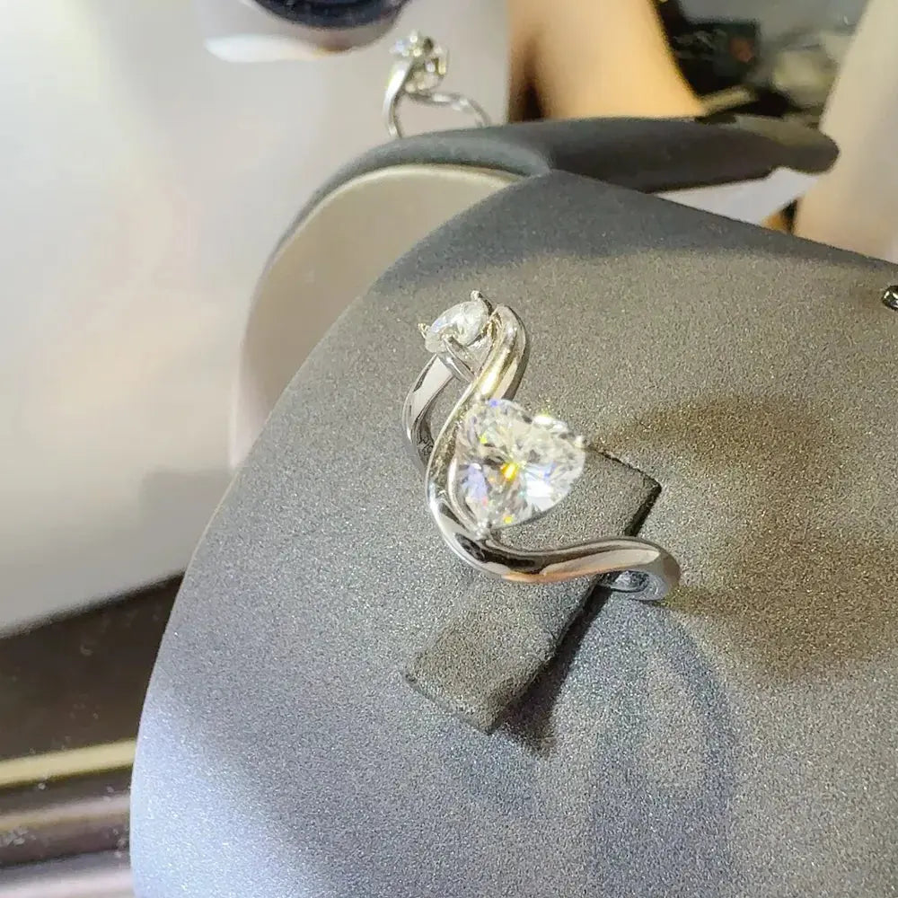 1.3 Carat Moissanite 925 Sterling Silver Irregular Shape Ring - SmileBen