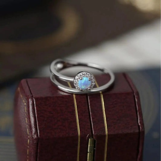 925 Sterling Silver Opal Ring - SmileBen