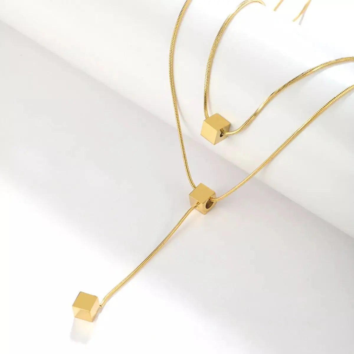 18K Gold-Plated Double Layered Geometric Necklace - SmileBen