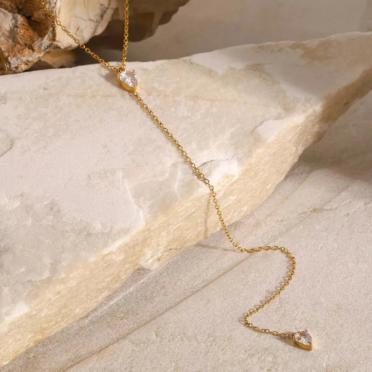 18K Gold-Plated Zircon Chain Necklace - SmileBen