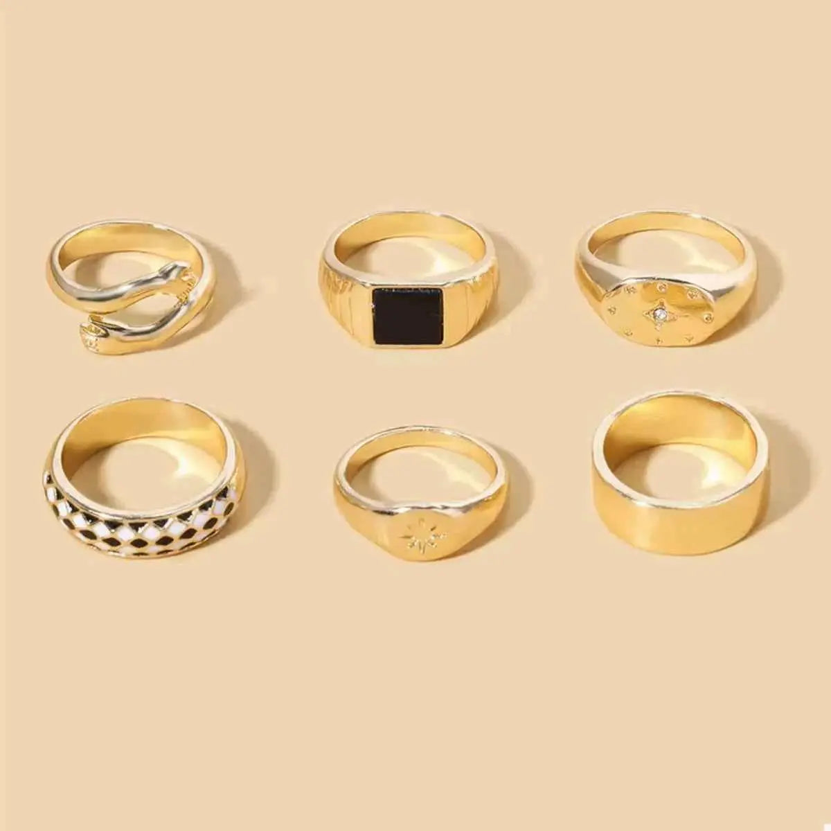 6 Piece 18K Gold-Plated Ring