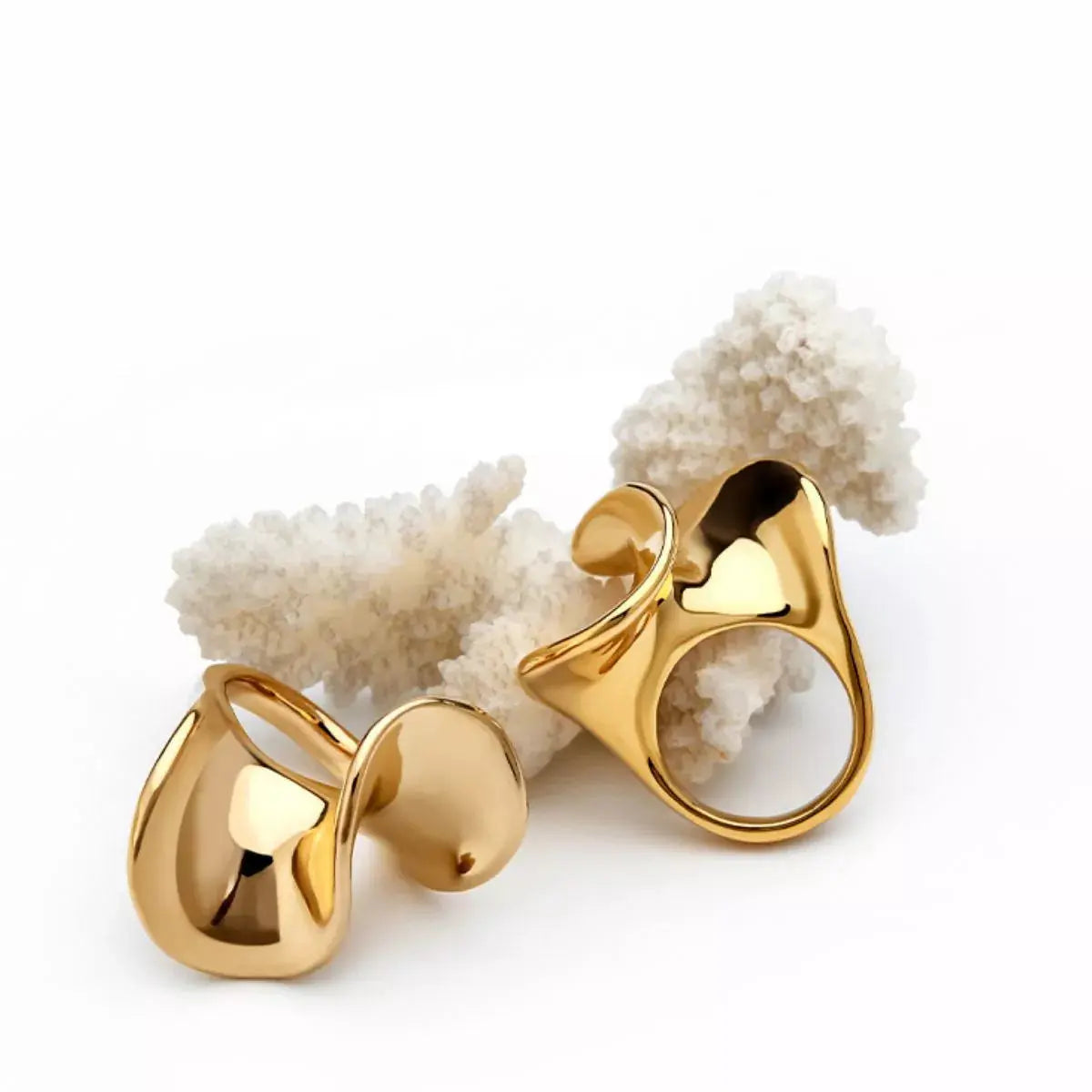 18K Gold-Plated Copper Geometric Sculptural Ring - SmileBen