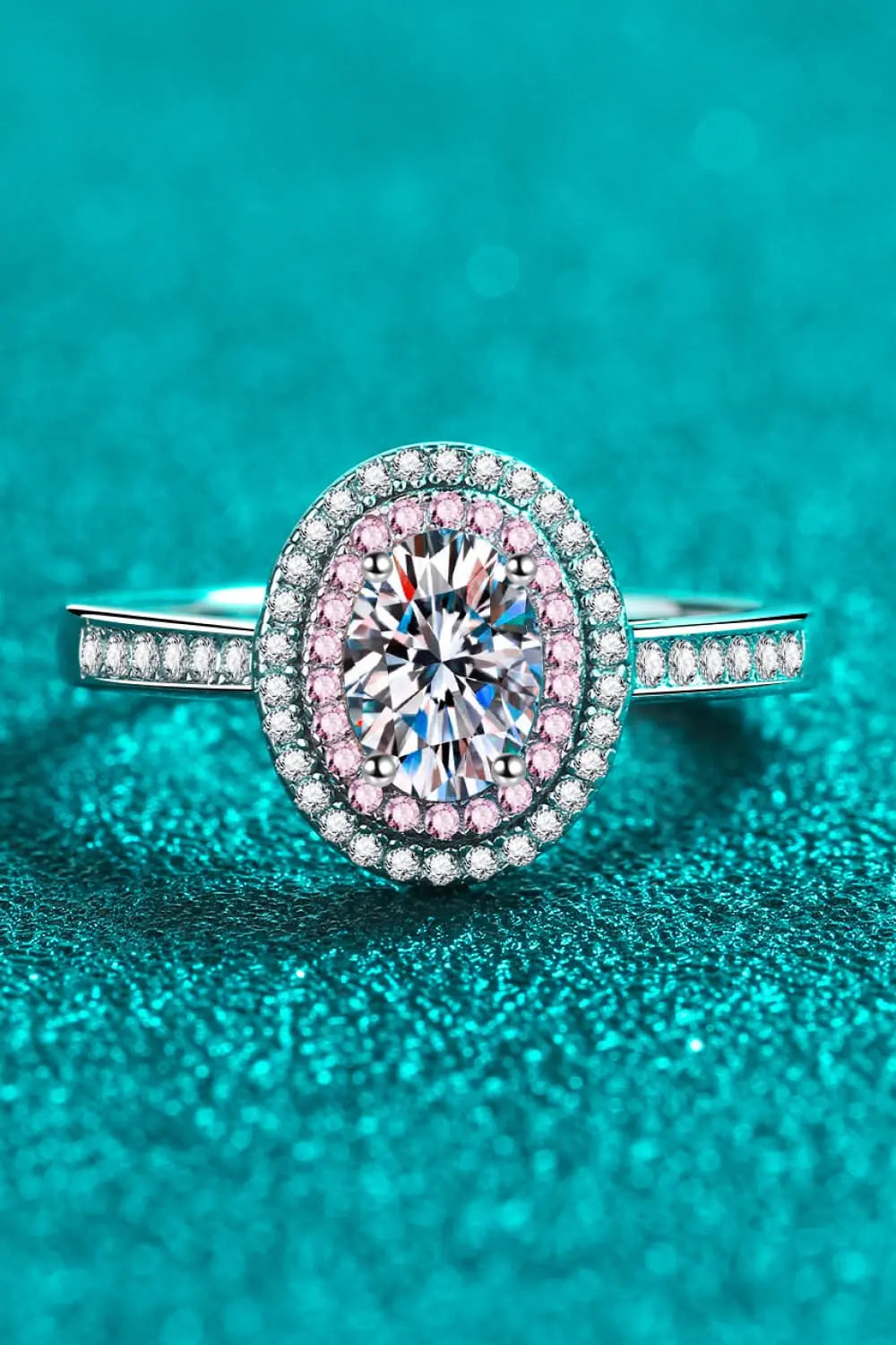1 Carat Moissanite 925 Sterling Silver Halo Ring - SmileBen