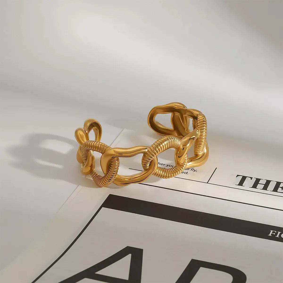 18K Gold-Plated Chain Link Open Bracelet - SmileBen
