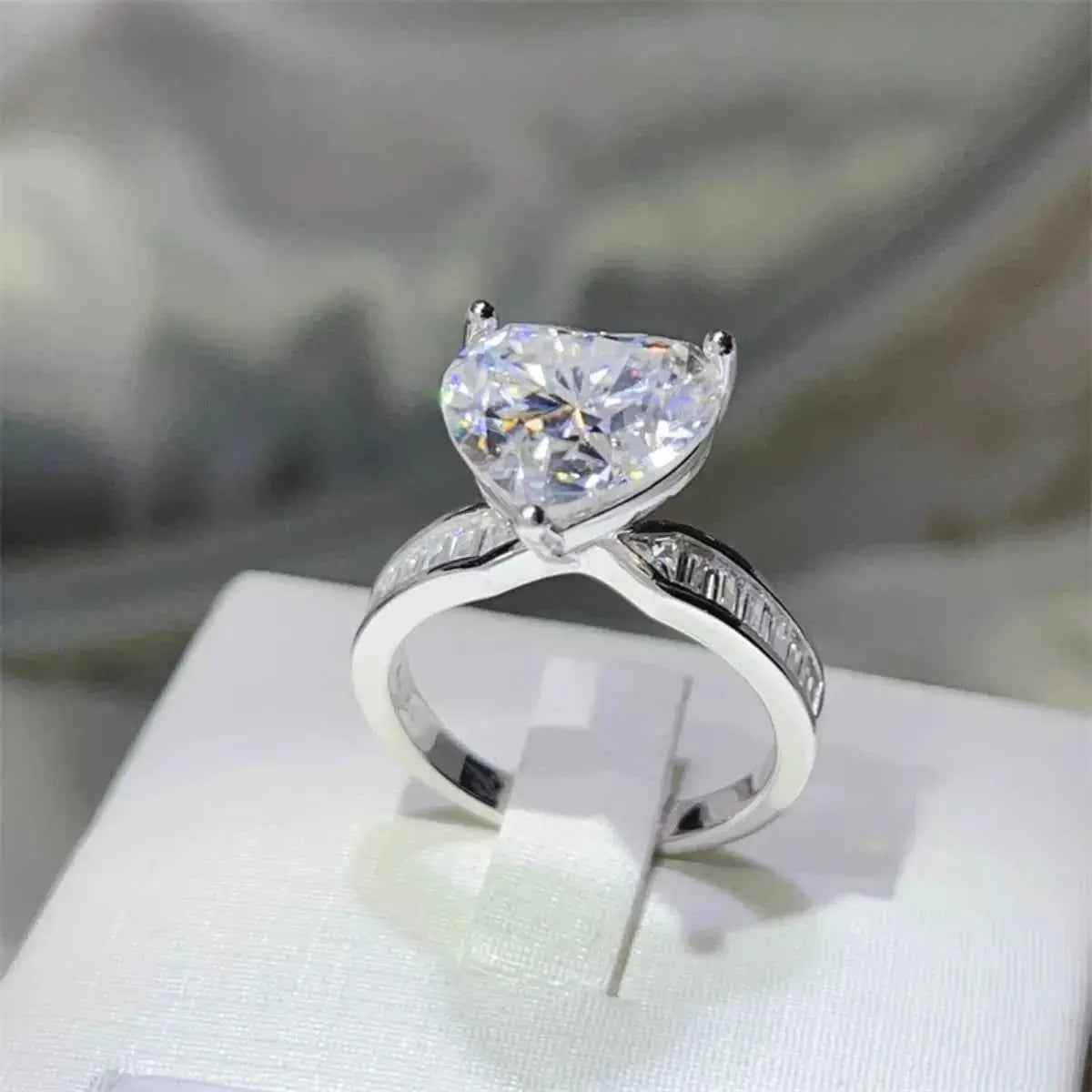 5 Carat Moissanite 925 Sterling Silver Heart Ring