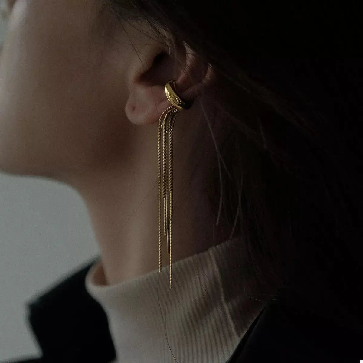 18K Gold-Plated Chain Fringe Earrings - SmileBen